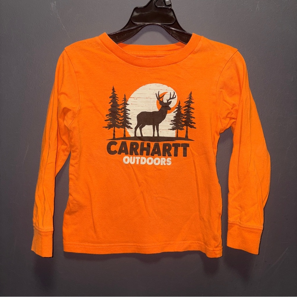 Carhartt Kids' 4T Orange Outdoors Woods Deer Graphic Long-Sleeve Shirt